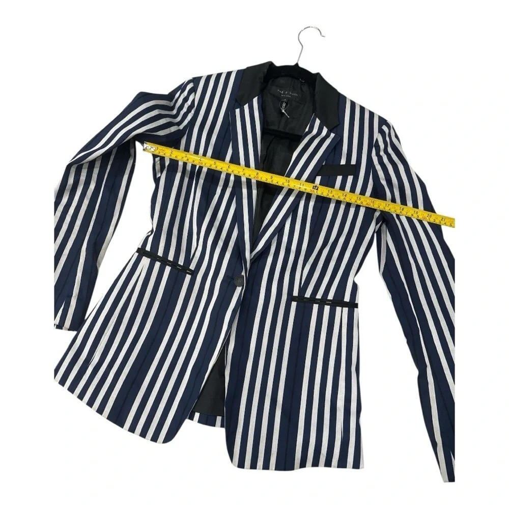 Rag & Bone Windsor Blazer Navy/White Striped Cotton Size 2